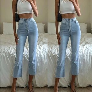 Princess Polly Light Blue Cropped Jeans